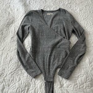 Madewell Charcoal V-Neck Wrap Sweater